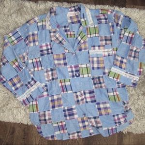 Vintage Plaid Patch Button Up